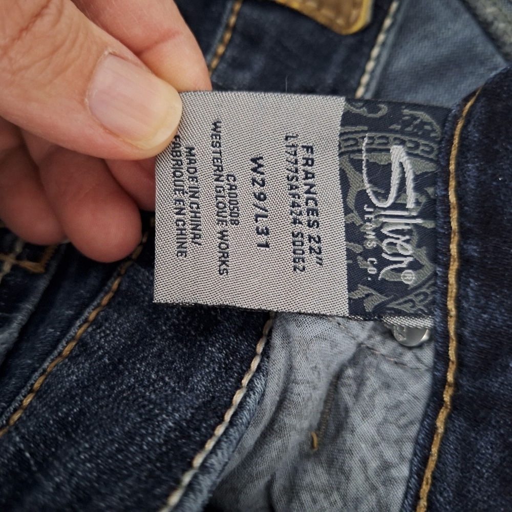 Silver Jeans Indigo Wash Bootcut Jeans with Contrast Stitching